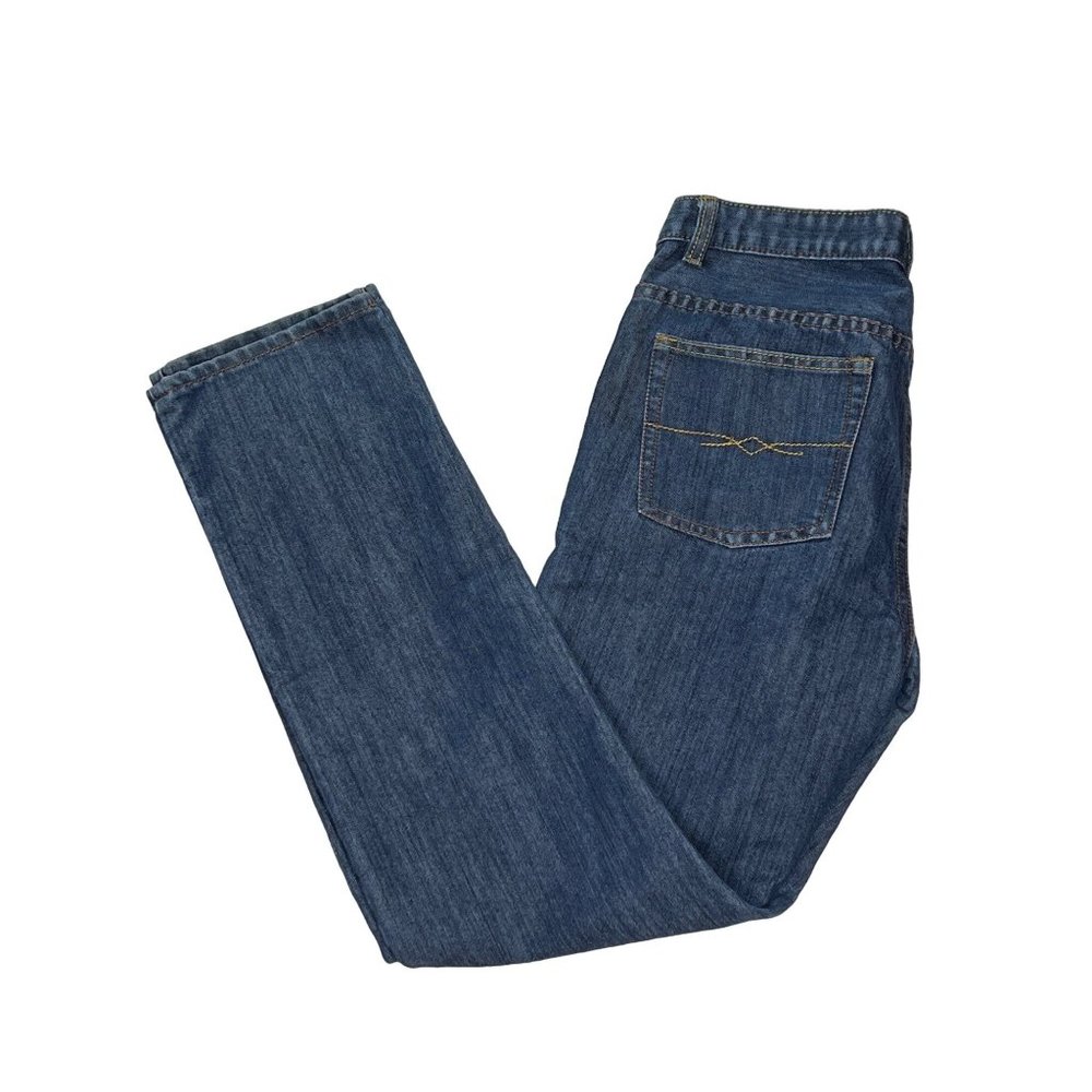 Lucky Brand Jeans Women 31 Blue Cooper Slim High Rise Medium Wash Accent Threadi
